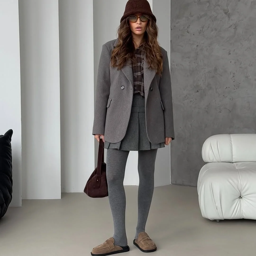 Fall blazer outfit inspo 2026 Plaid Layers and Modern Academic Style