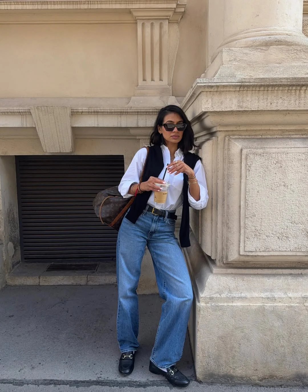 fall denim outfits for women 2026 Minimal Black And White Layers With Relaxed Denim