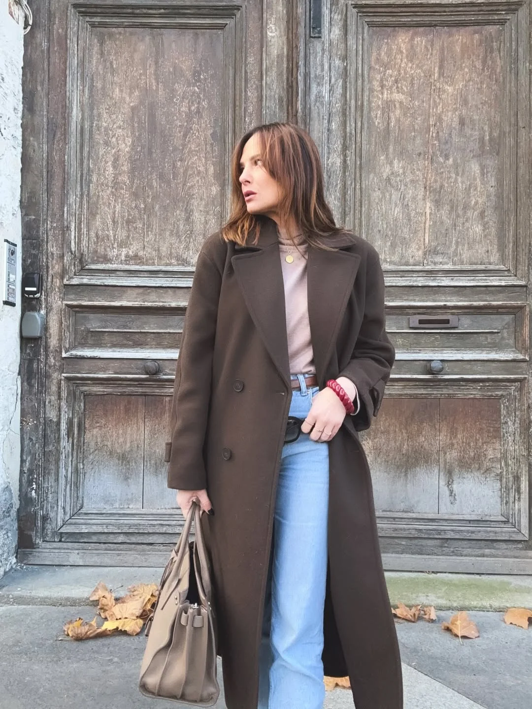 fall denim outfits for women 2026 Classic Long Coat Styling With Light Wash Denim