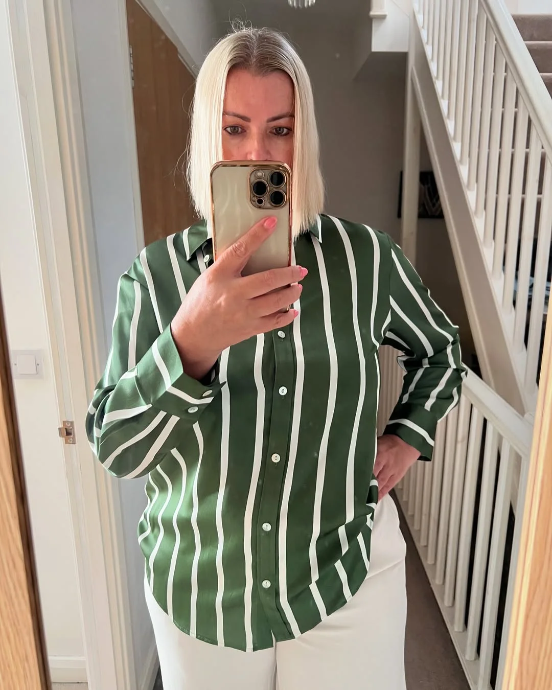fall fashion for women over 40 Elevated Stripes and Crisp White Trousers for Everyday Sophistication