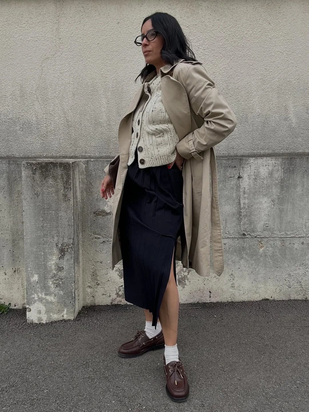 fall fashion for women over 40 Feminine Layers with a Modern Trench Coat Twist