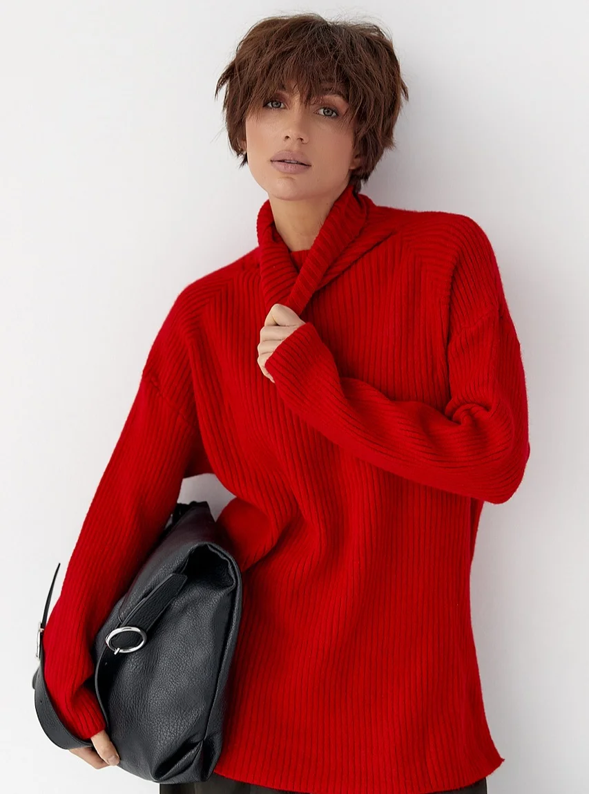 fall fashion inspiration 2026 The Bold Red Knit That Brightens Gray Autumn Days