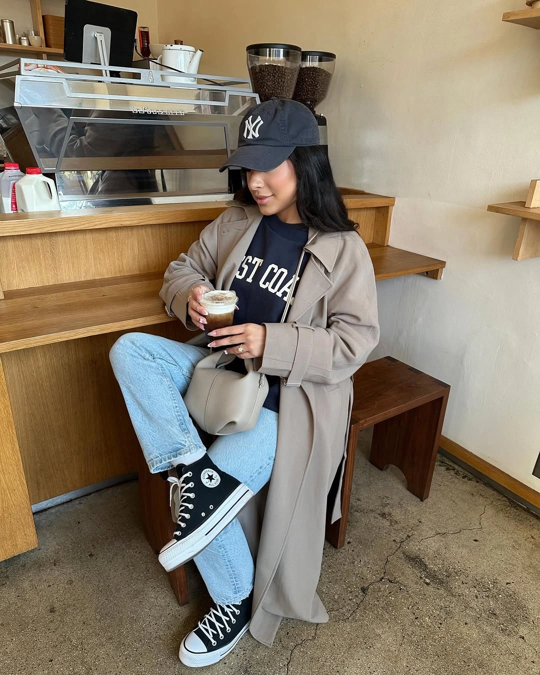 fall going out outfits 2026 Classic Trench Coats and Light Denim Never Miss