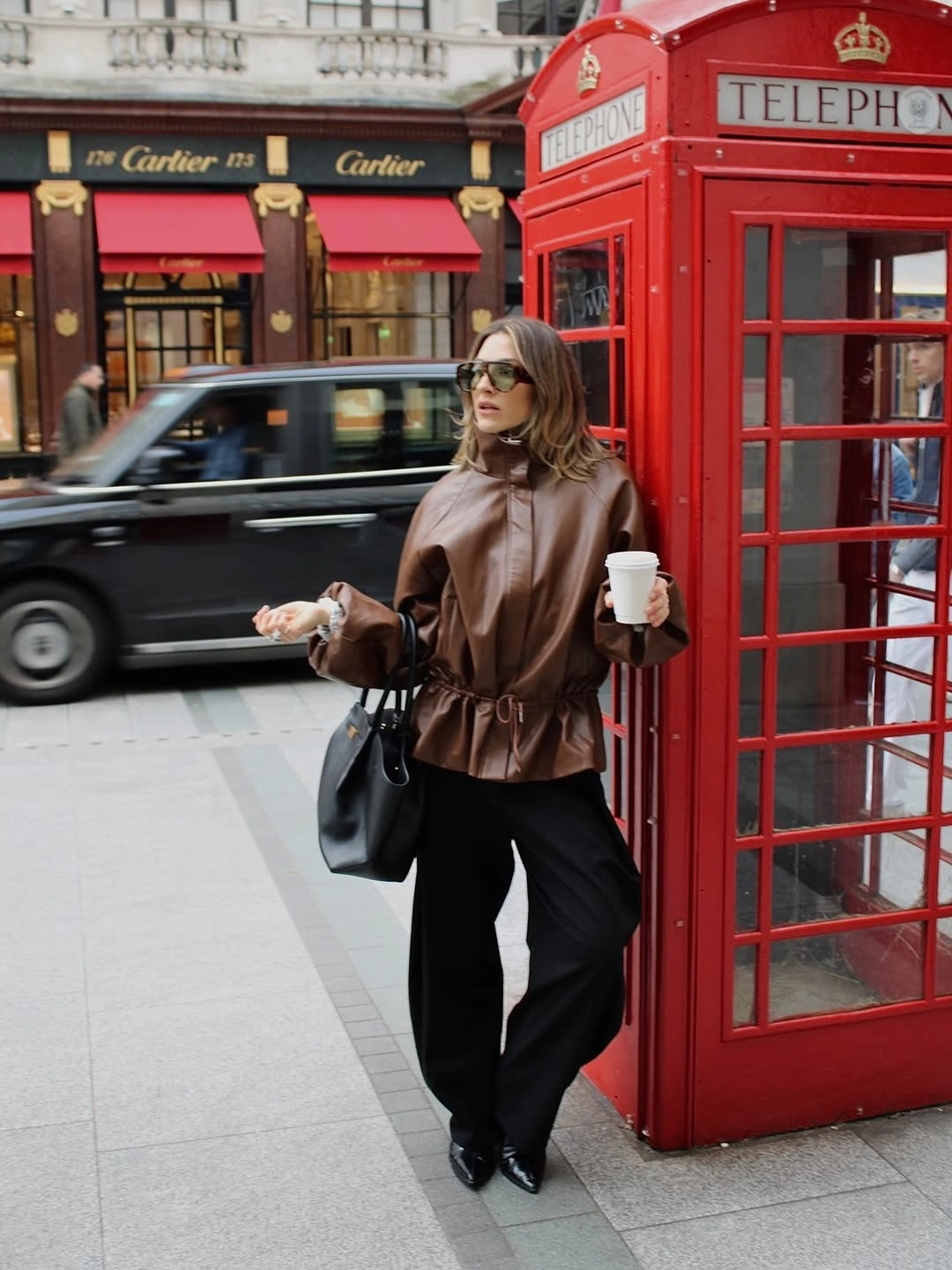 fall going out outfits 2026 Chocolate Leather and Tailored Trousers for an Elegant Evening