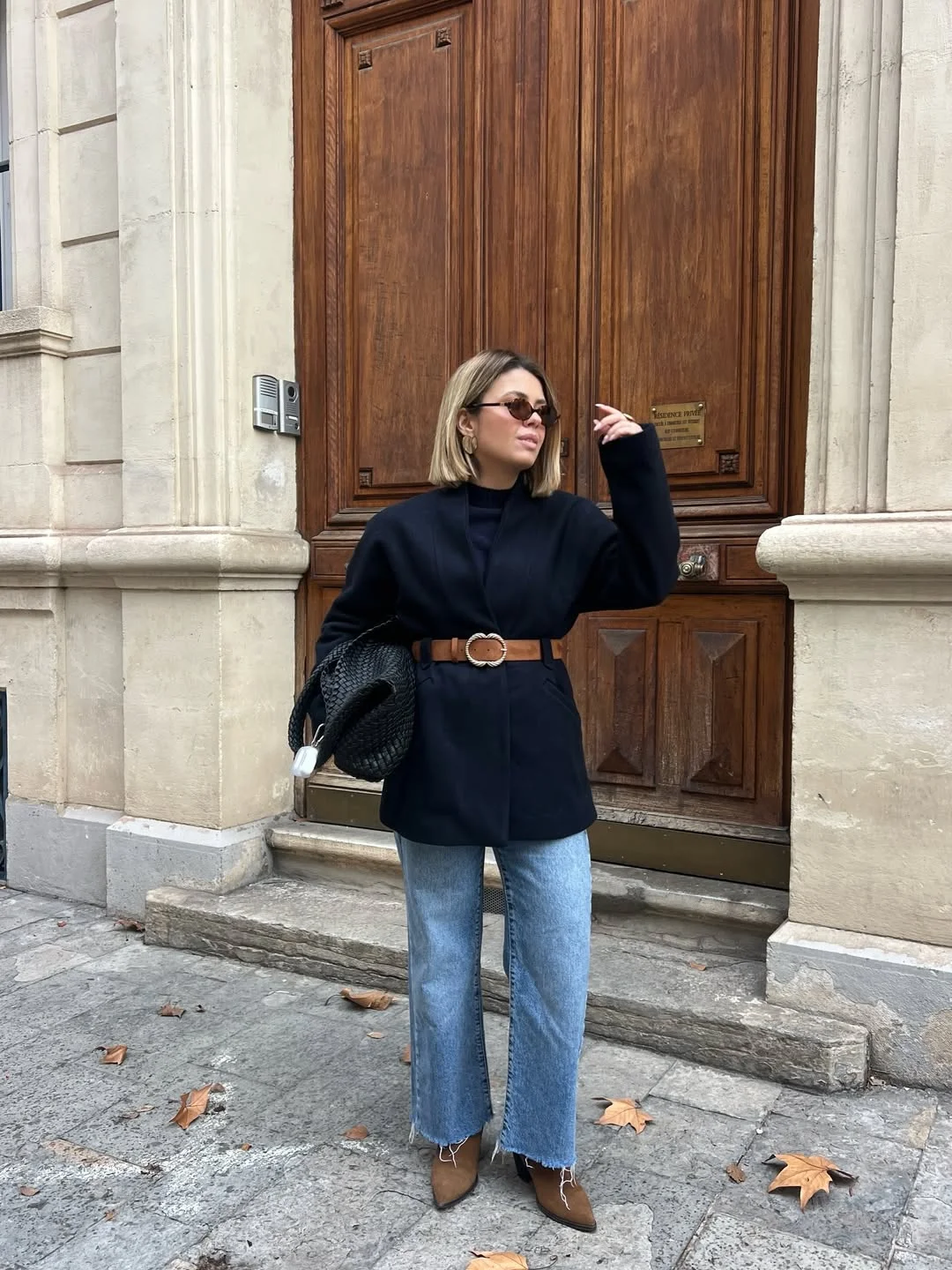 fall office outfits for women 2026 Belted Knitwear and Relaxed Denim for Effortless Office Style