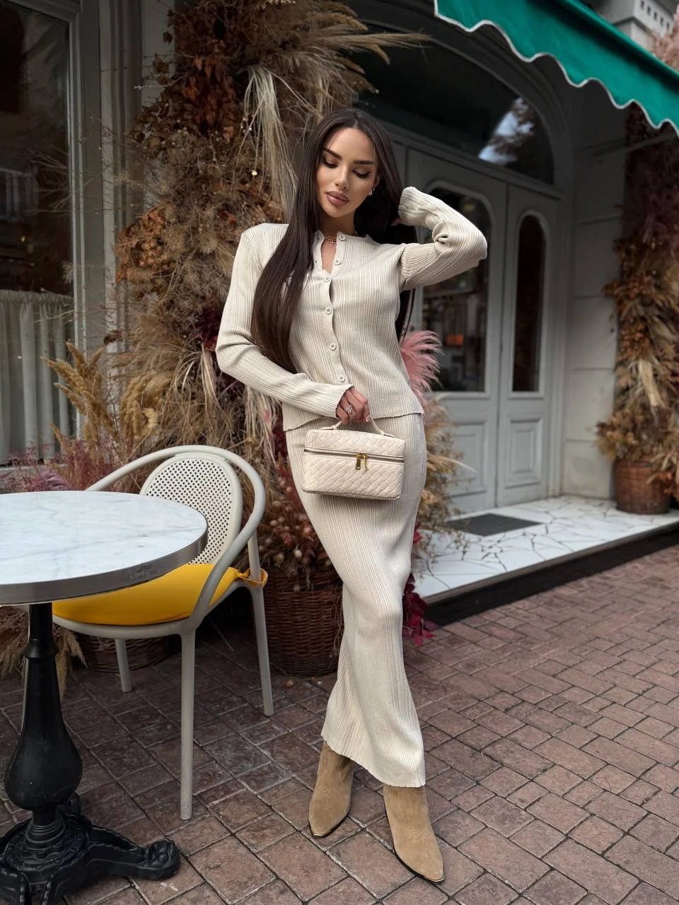 fall outfits for big busted women 2026 Monochrome Knit Sets That Create An Elegant Hourglass Effect