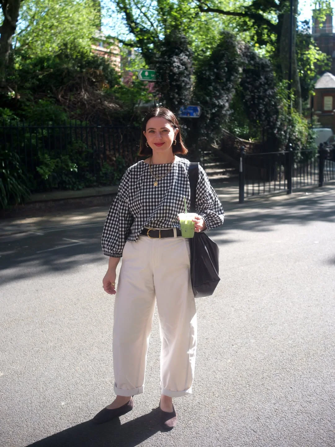 fall outfits for women in 30s style Gingham Prints and Relaxed Tailoring for Casual Chic