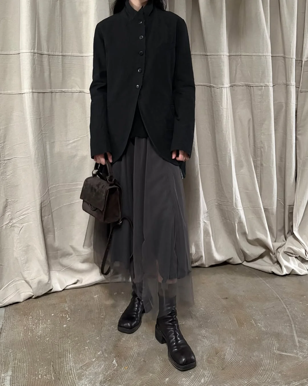 fall outfits with boots 2026 Dark Romantic Layers with a Flowing Midi Skirt