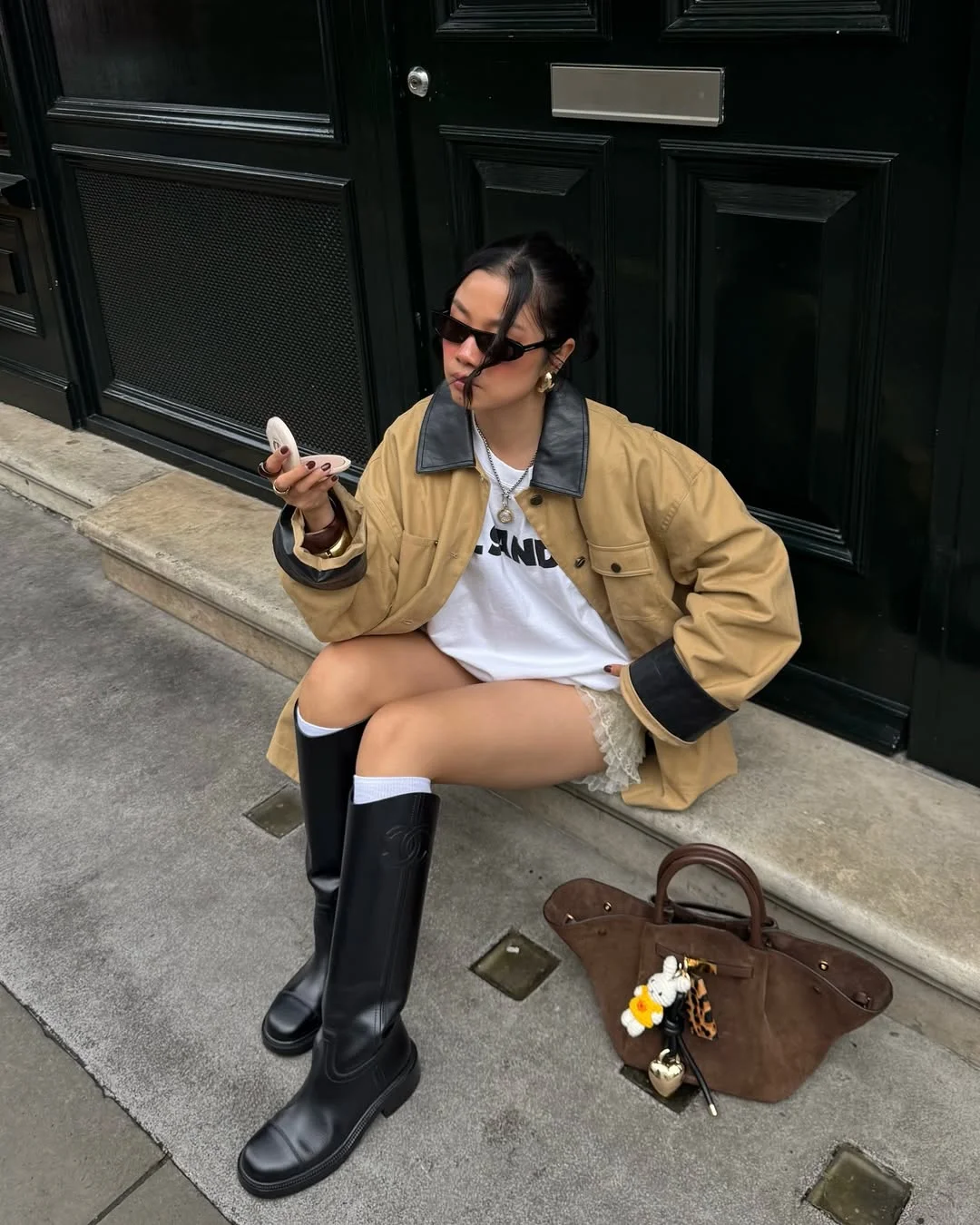 fall outfits with boots 2026 Tall Riding Boots with Shorts for a Fashion-Forward Street Style Look