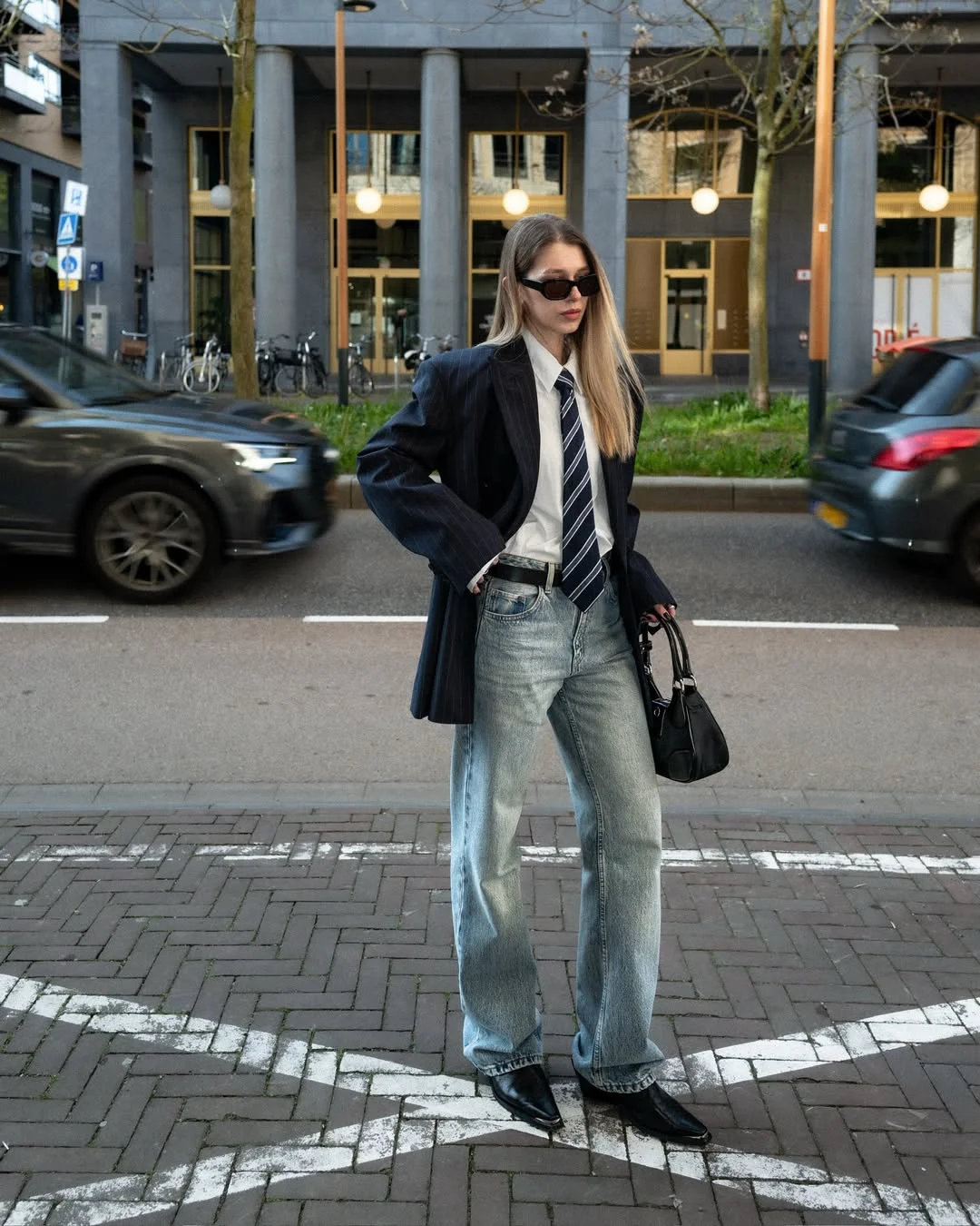 fall outfits with jeans 2026 Tailored Blazer and Tie for a Fashion-Forward Denim Look