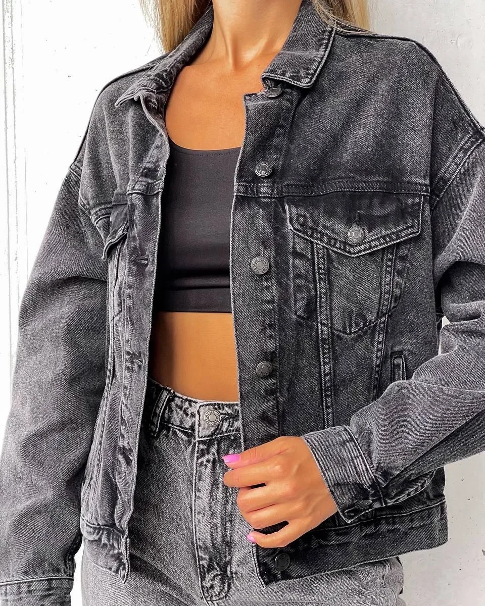 fall outfits with jeans jacket 2026 Black Denim on Black for a Modern Fall Statement