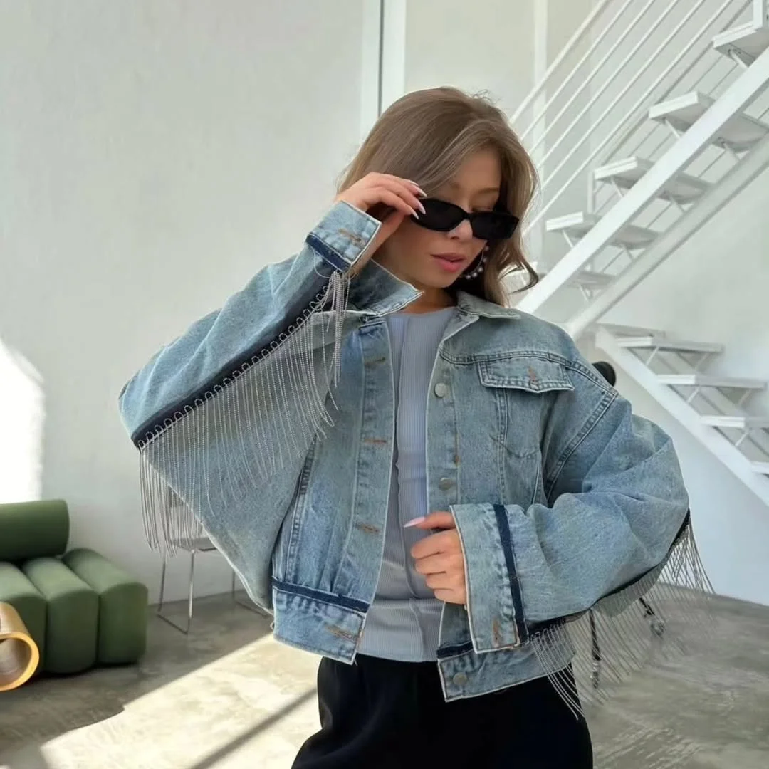 fall outfits with jeans jacket 2026 Fringe Denim Jackets Bring Movement to Fall Fashion