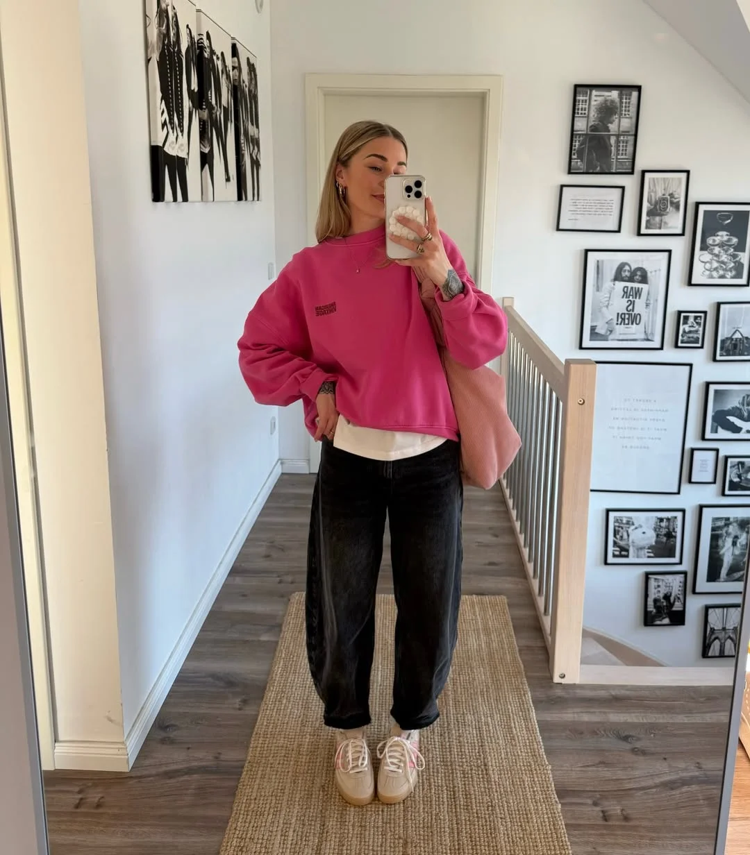 fall outfits with sweater 2026 Relaxed Pink Knitwear for Casual Everyday Comfort