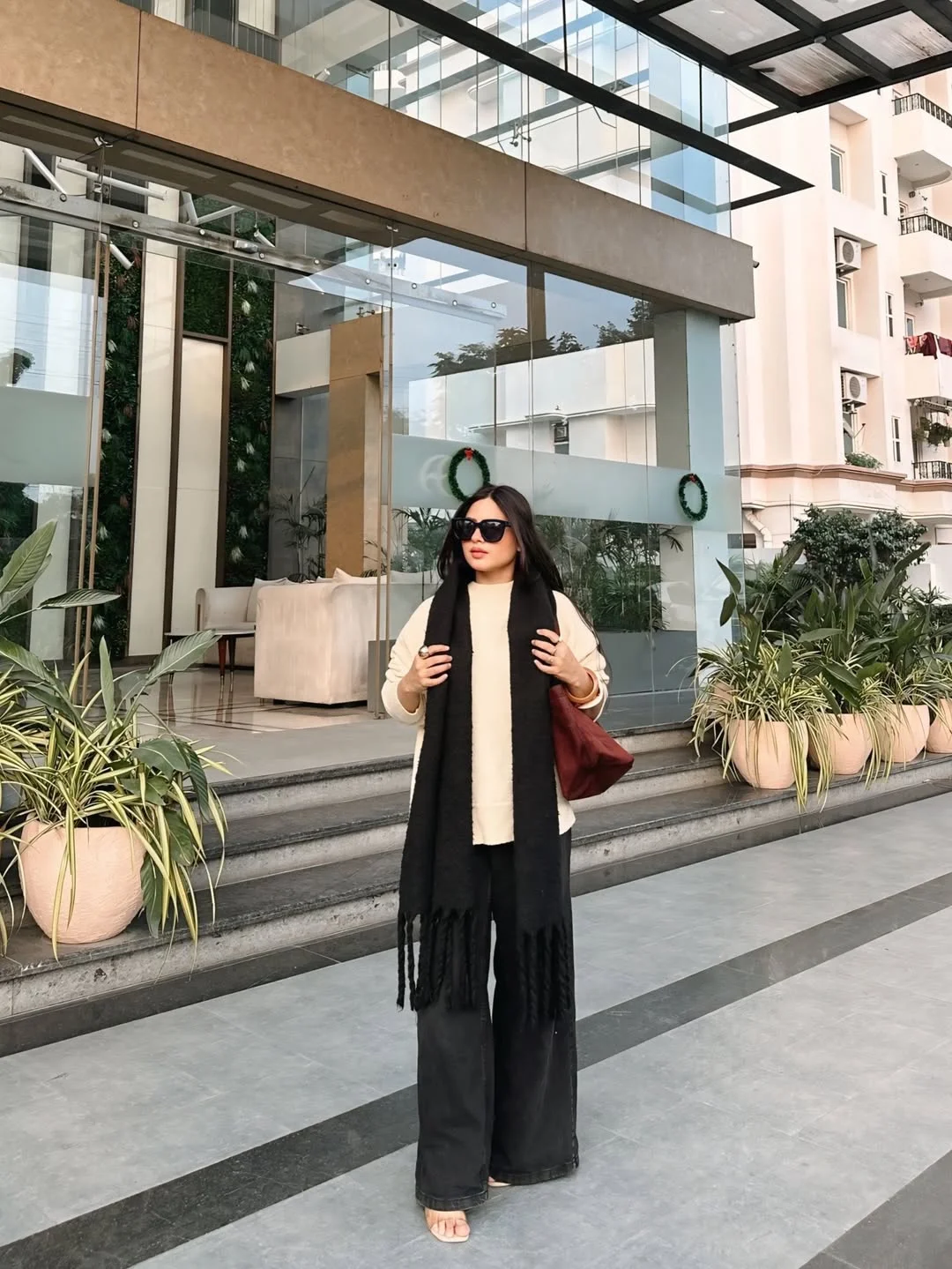 fall outfits with sweater 2026 Minimalist Neutrals with an Oversized Scarf Accent