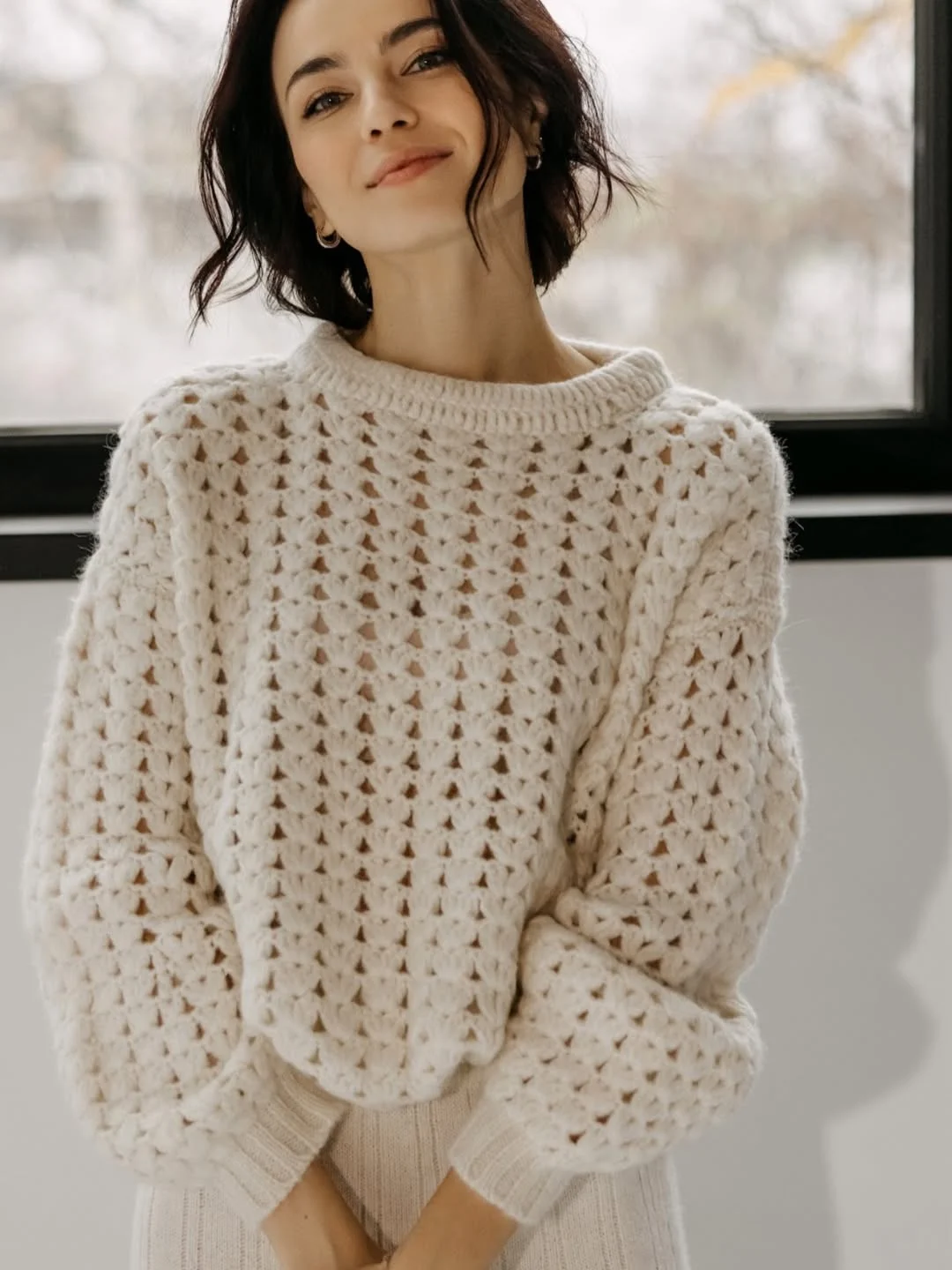 fall outfits with sweater 2026 Soft Cream Crochet Knits for a Cozy Minimalist Fall