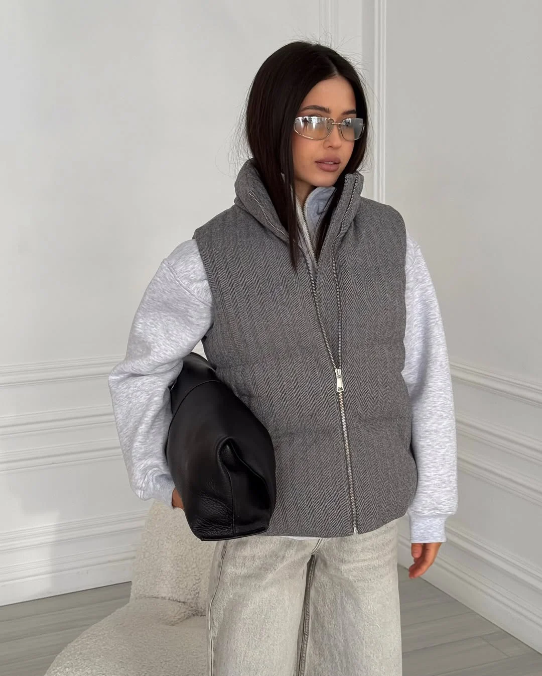 fall outfits with vests 2026 Grey Puffer Vests for Effortless City Style