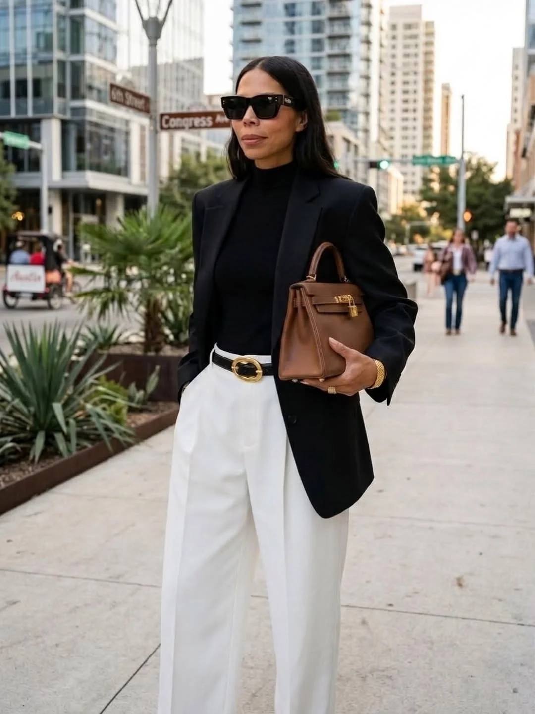 fall smart casual work outfit for women 2026 Sharp Black And White Styling For Confident Office Days
