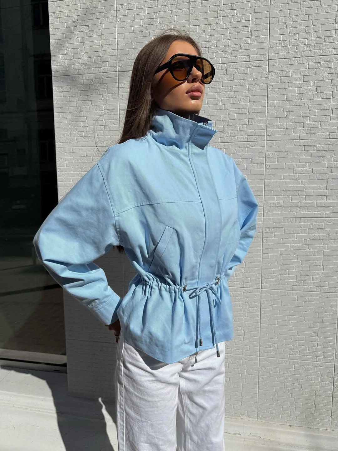 fall street fashion nyc 2026 Powder Blue Outerwear Brightens the Season