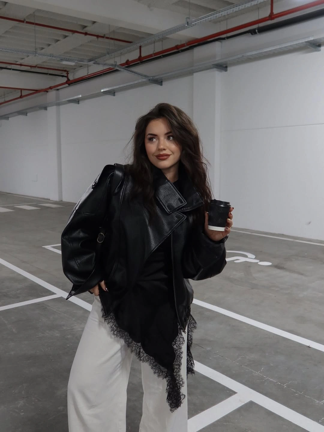 fall travel outfits 2026 Edgy Monochrome With a Leather Jacket