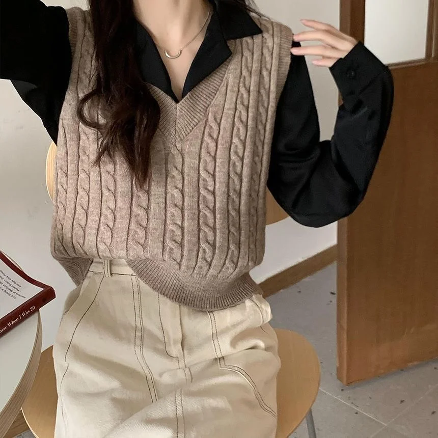 fall vest outfits for women 2026 Neutral Cable Knit Layers for Everyday Elegance