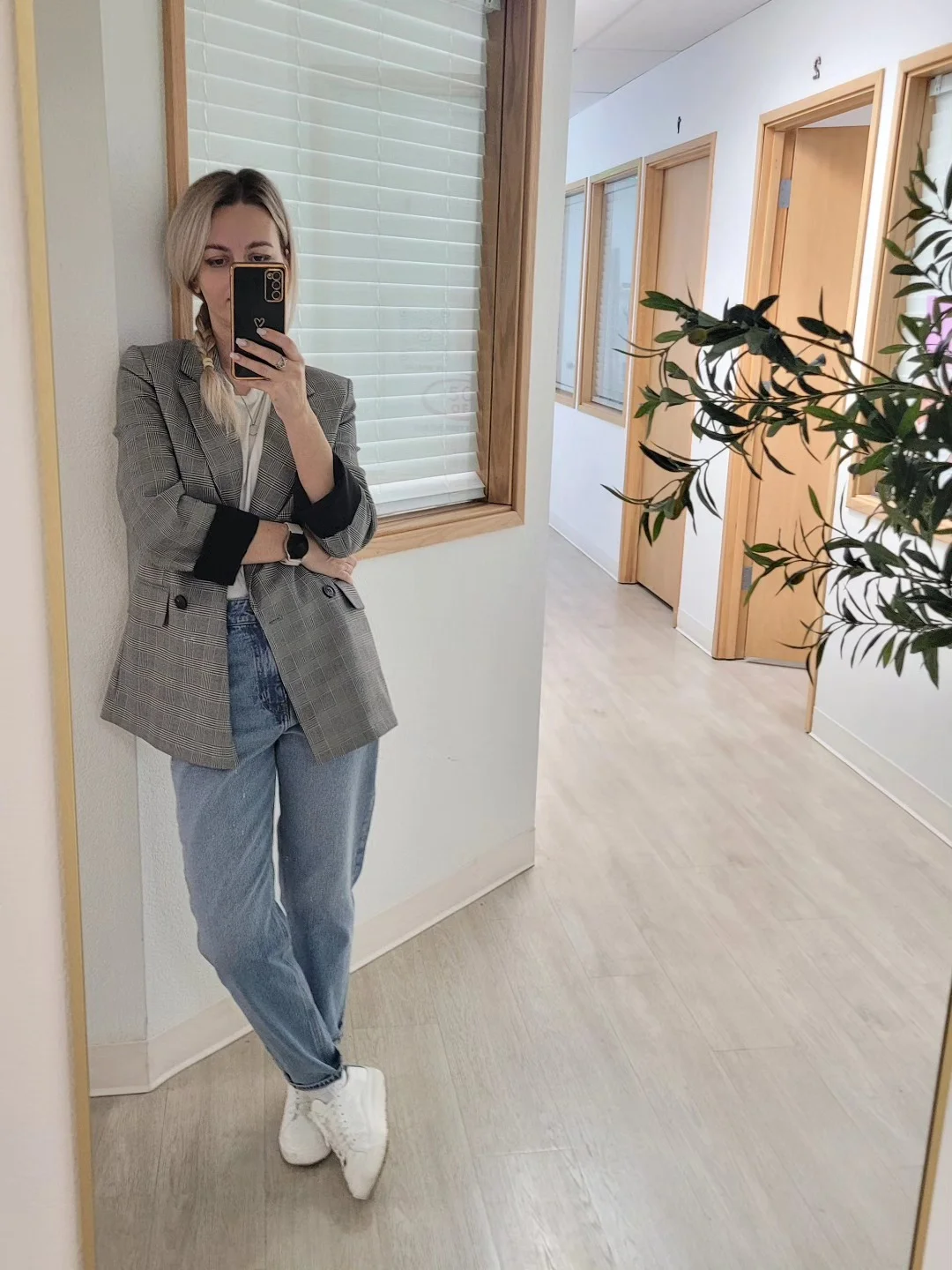fall work outfits 2026 Classic Plaid Blazers With Casual Denim