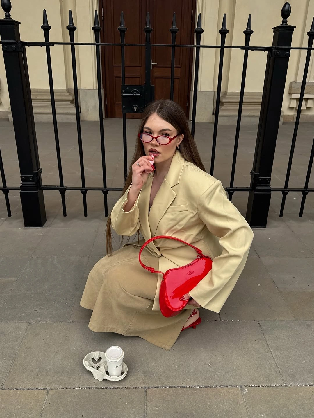 modest fall outfits 2026 Soft Beige Tailoring with Bold Accessories That Steal the Spotlight