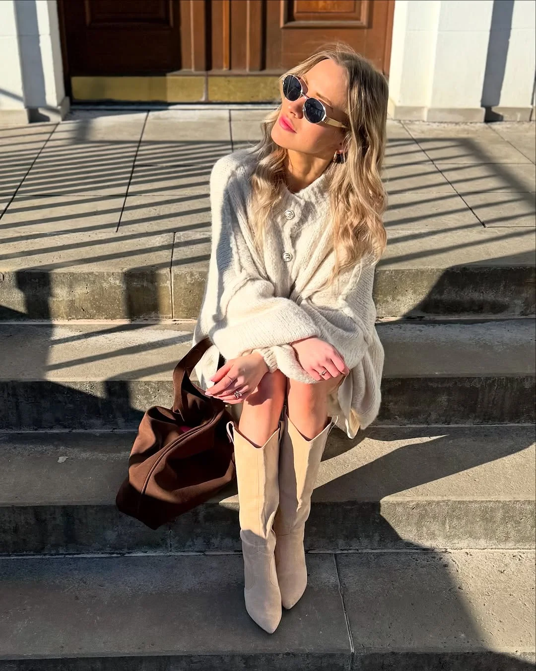 simple fall outfits 2026 A Sweater Dress and Tall Boots Make Fall Styling Effortless