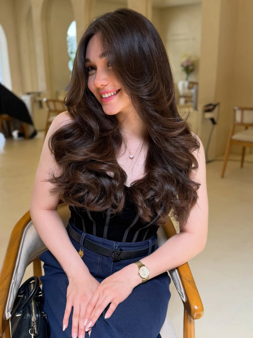 august hairstyles and color ideas 2026 Rich Chocolate Waves That Never Feel Heavy
