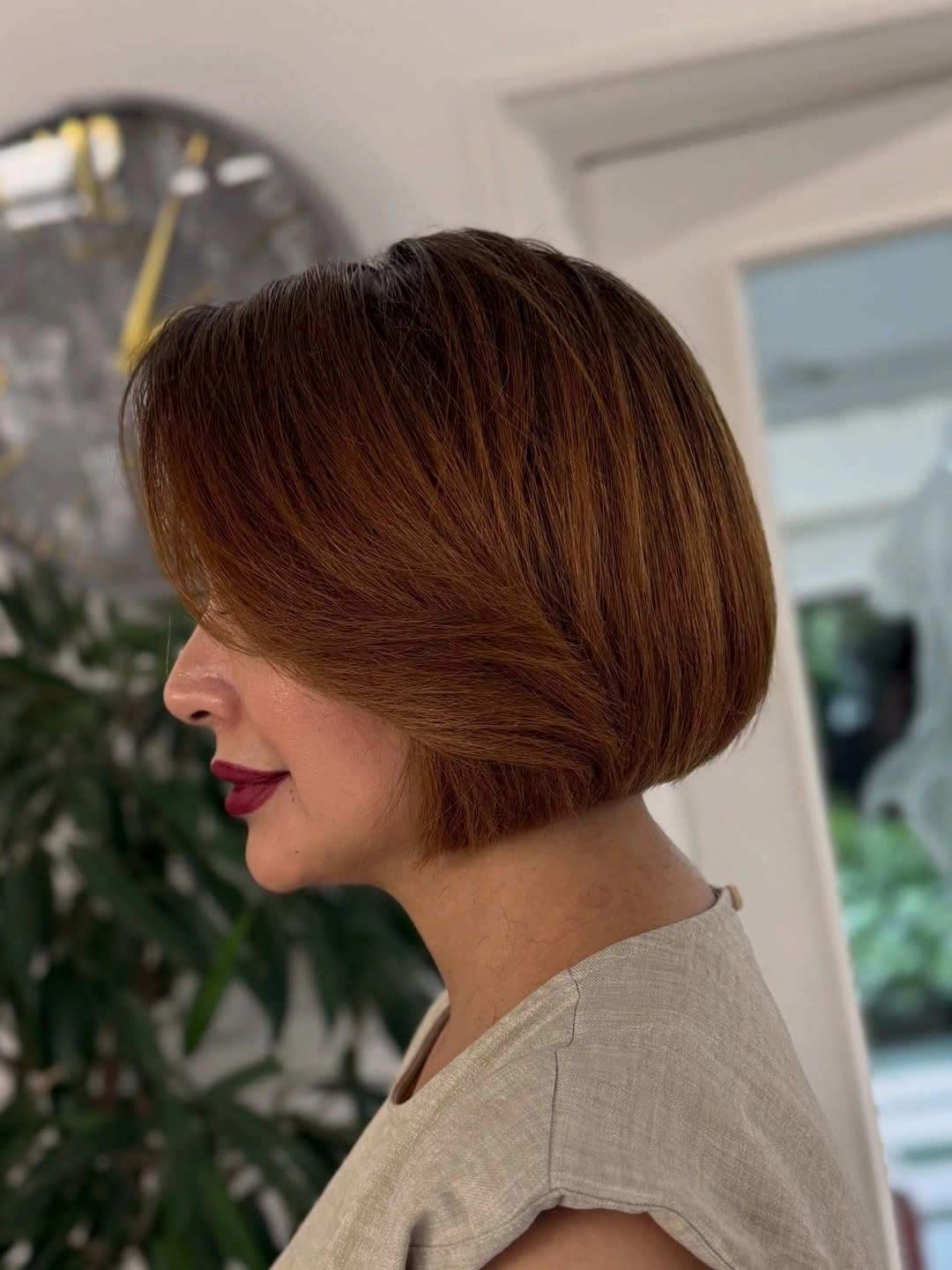 august hairstyles and color ideas 2026 Elegant Cinnamon French Bob