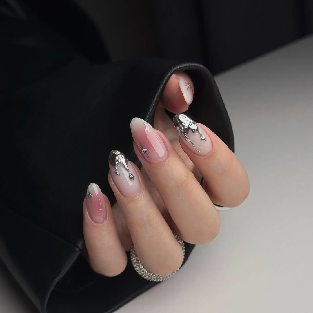 august nails ideas 2026 Soft Chrome Details for Modern Romantic Minimalism