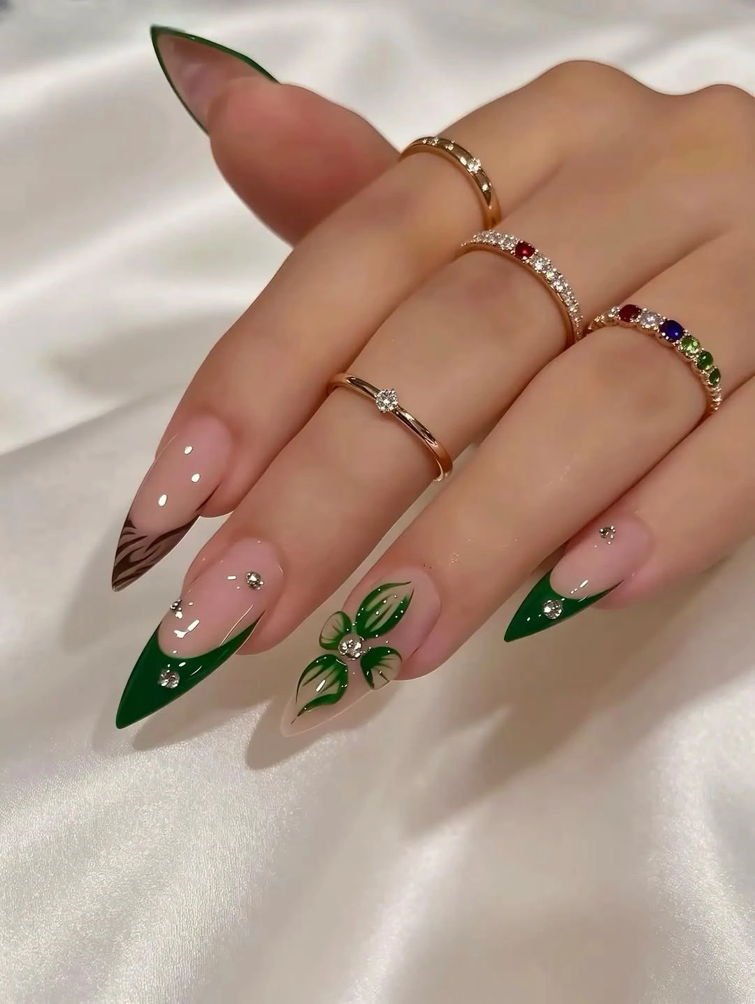 august nails ideas 2026 Emerald Botanical French Tips That Feel Fresh Into Fall