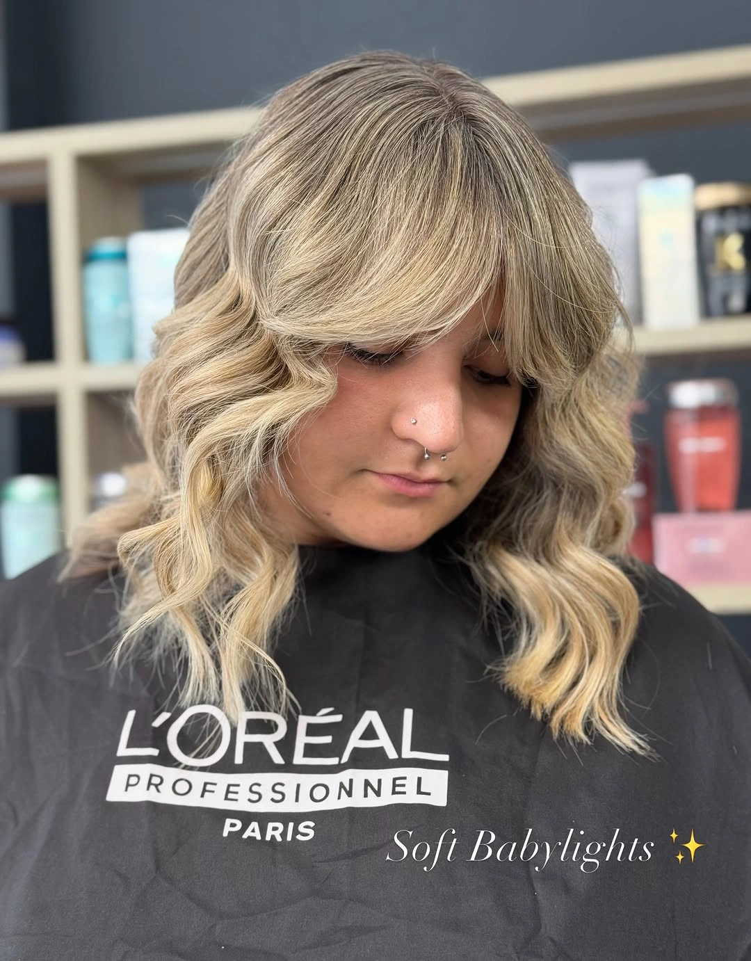 babylights hair ideas Soft Cream Blonde Babylights with Airy Curtain Bangs