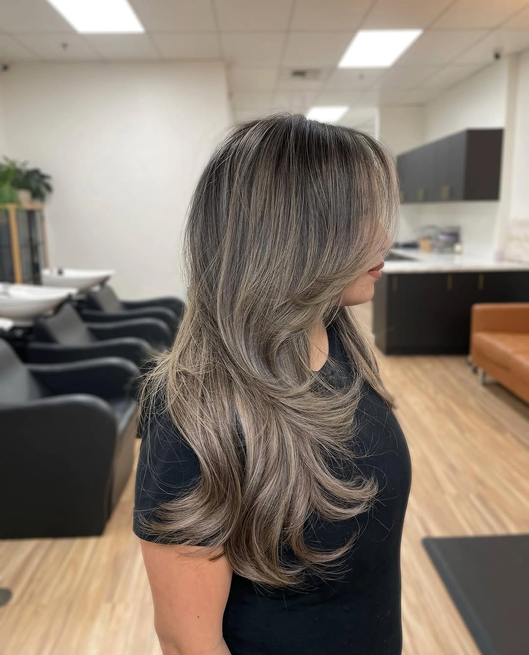 babylights hair ideas Silvery Beige Babylights with Luxurious Butterfly Layers