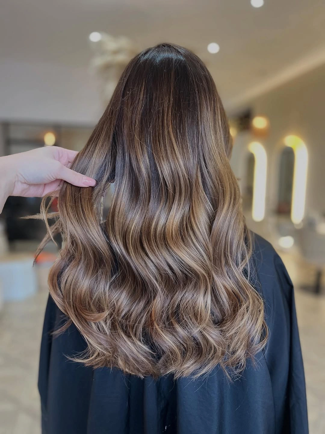 babylights hair ideas Warm Mocha Babylights with Seamless Blonde Ribbons