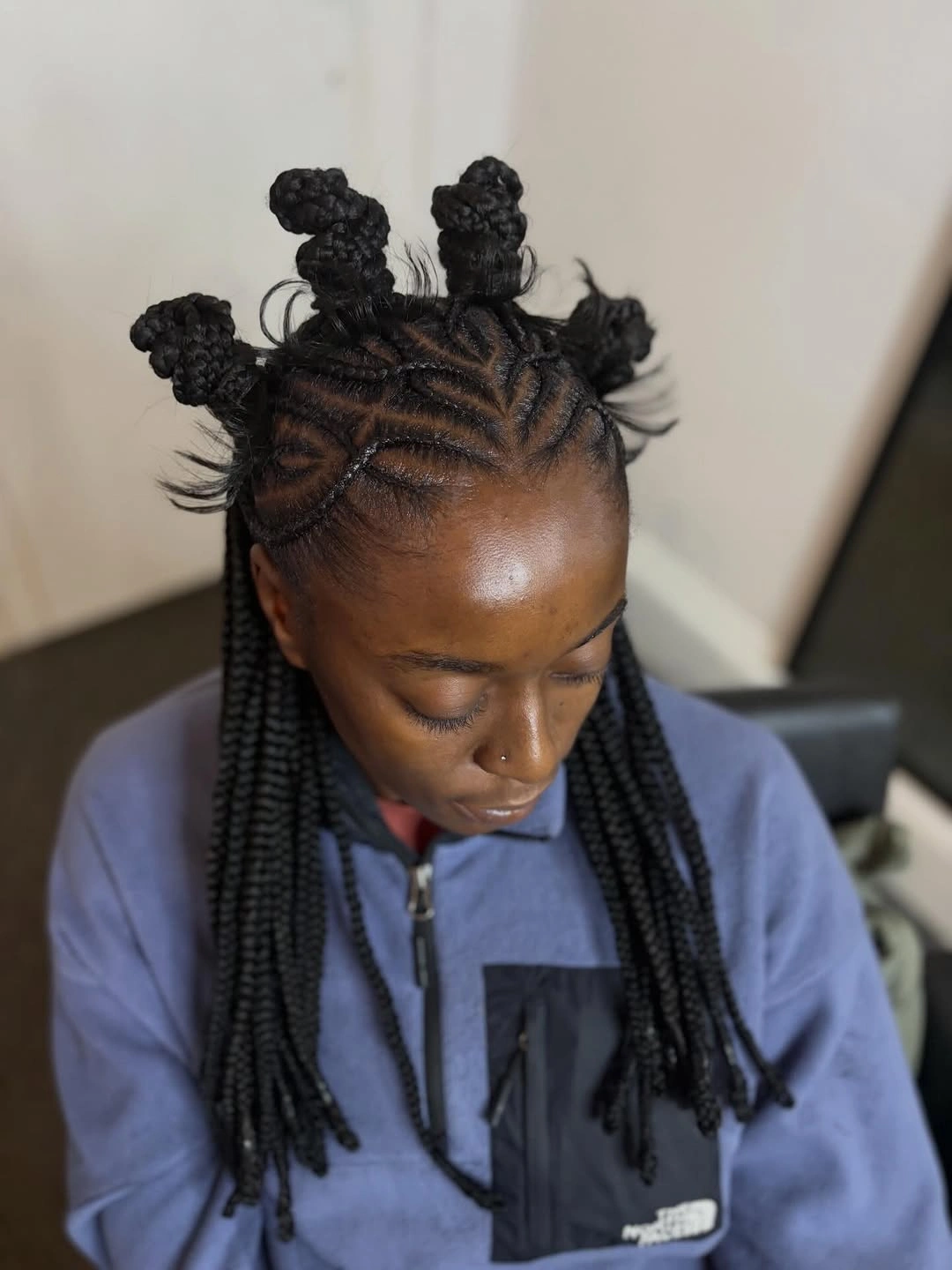 bantu knots hairstyles Half-Up Bantu Knots with Long Box Braids