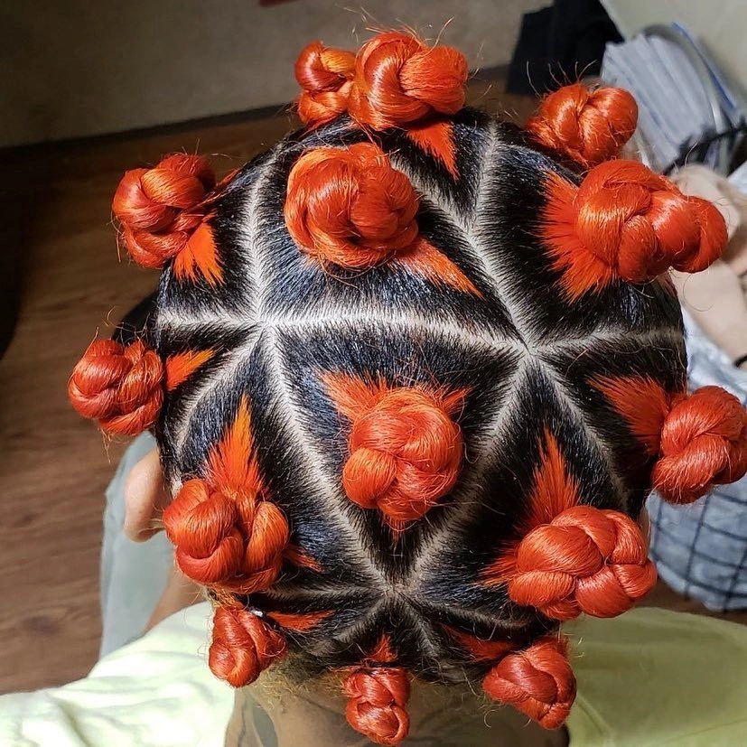 bantu knots hairstyles Bold Copper Bantu Knots with Geometric Precision