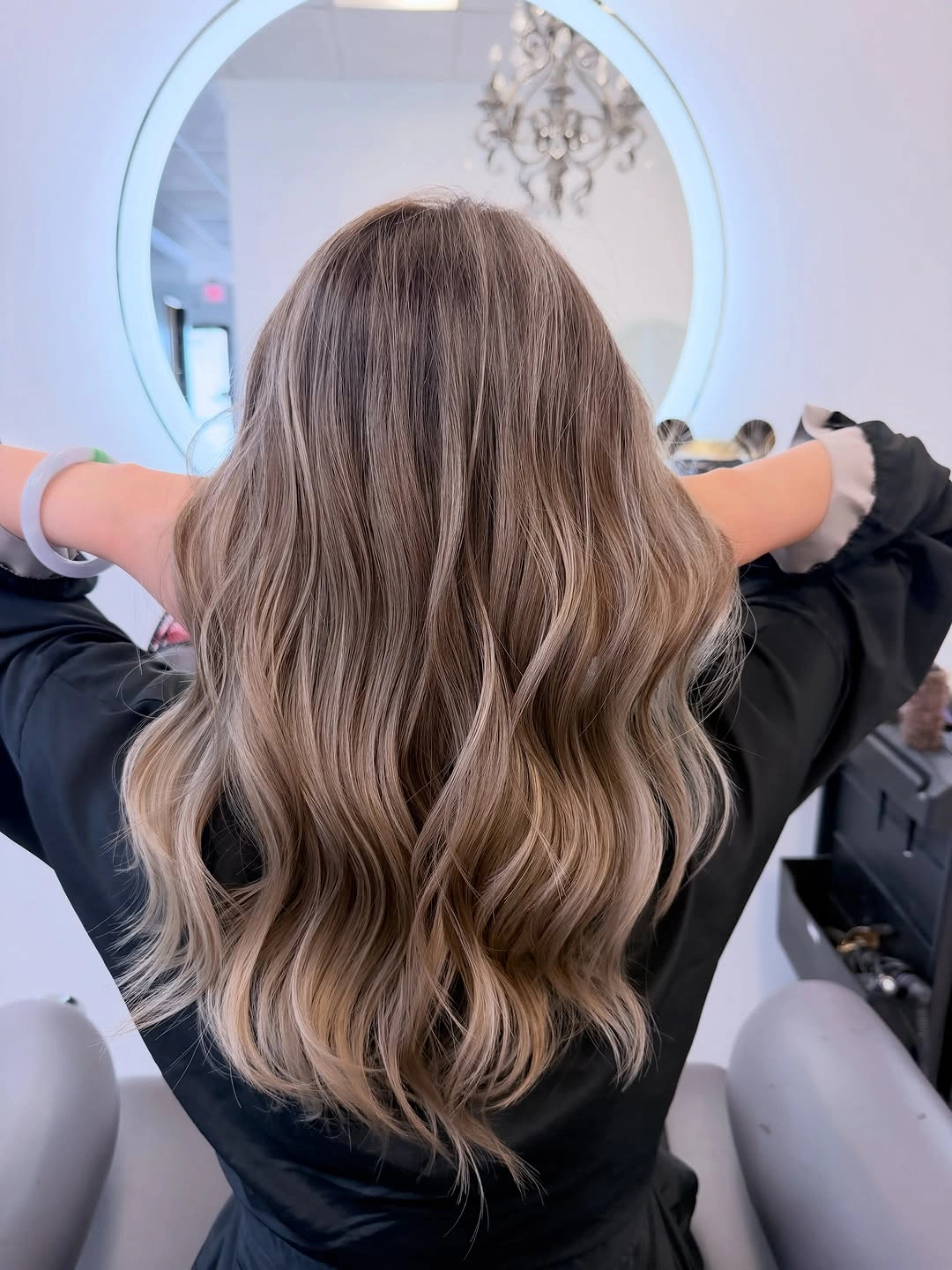 beige blond hair color Cool Beige Melt with Luminous Pearl Ends
