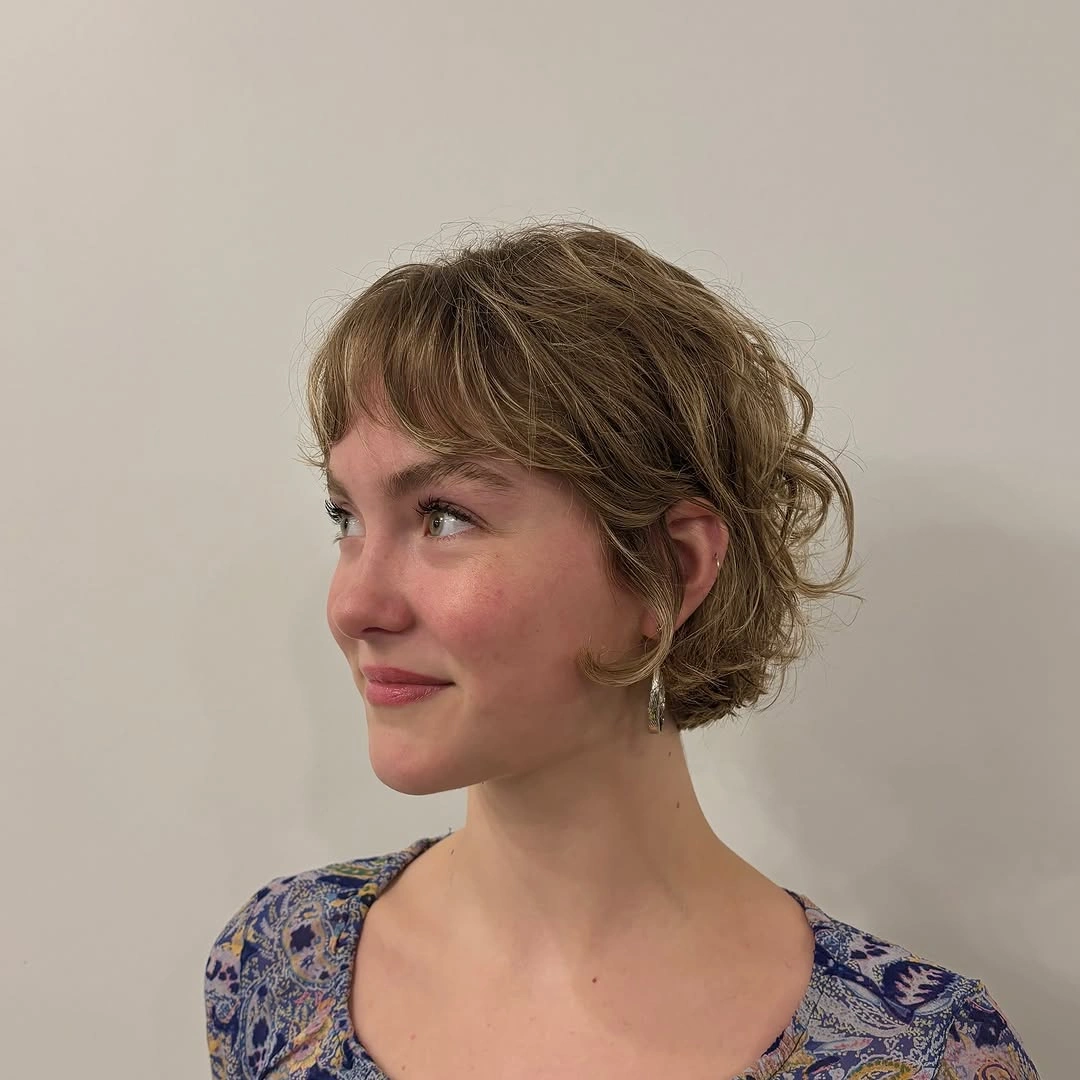 bixie haircut Romantic Wavy Bixie With Soft Curtain Bangs
