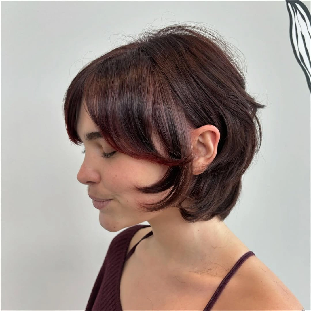 bixie haircut Elegant Chestnut Bixie With Soft Face-Framing Layers