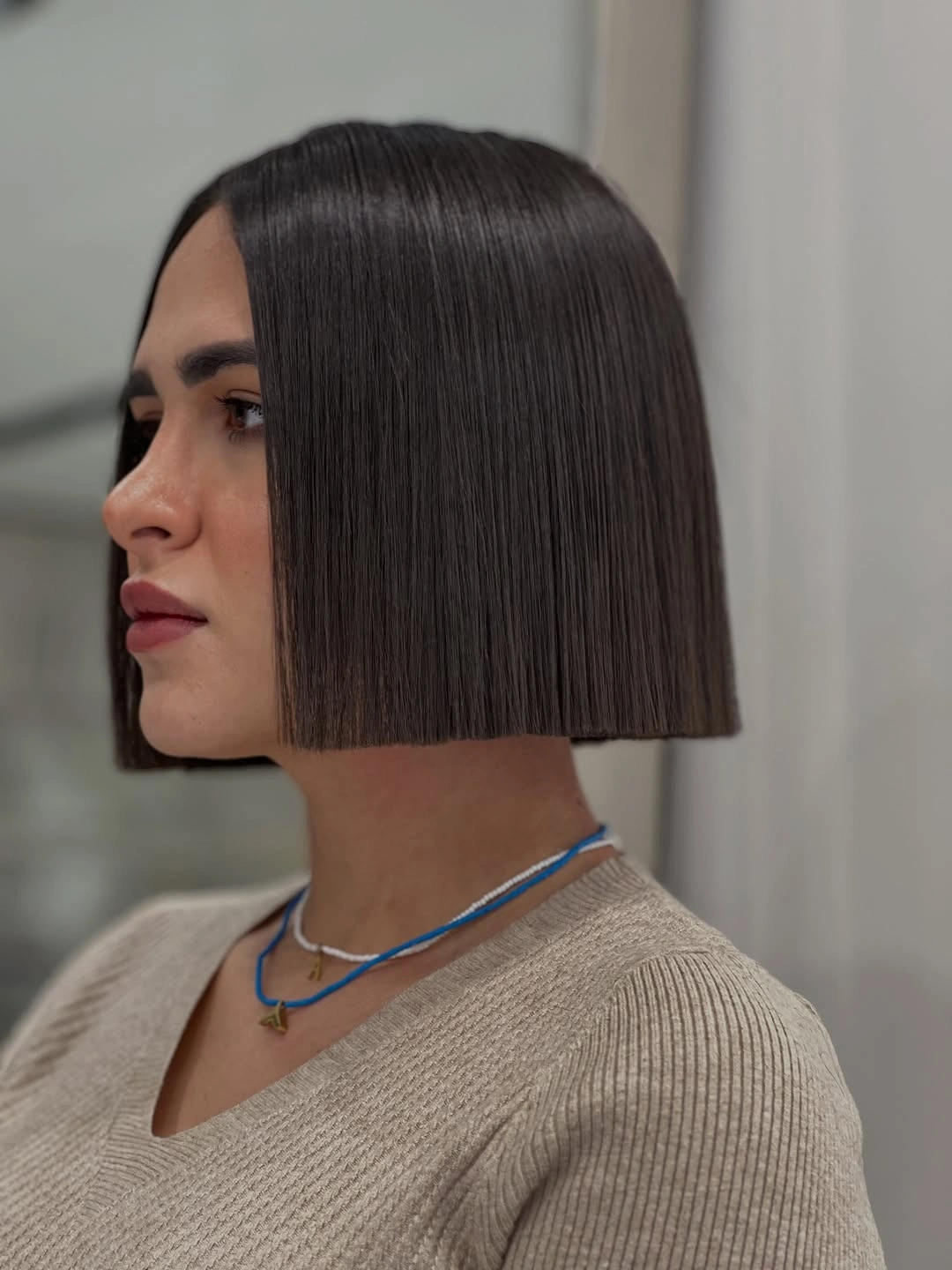 bobbed haircut for women Ultra-Precision Blunt Bob with Mirror Shine
