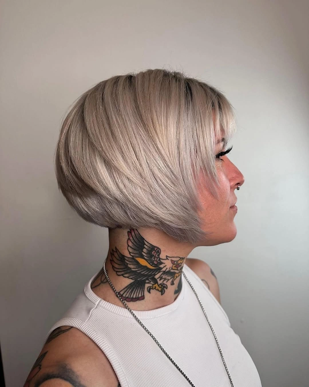 bobbed haircut for women Stacked Blonde Bob Full of Lift and Volume