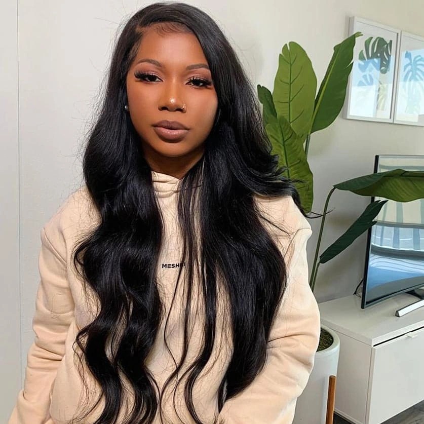 body waves hairstyle Classic Midnight Body Waves with a Soft Side Part