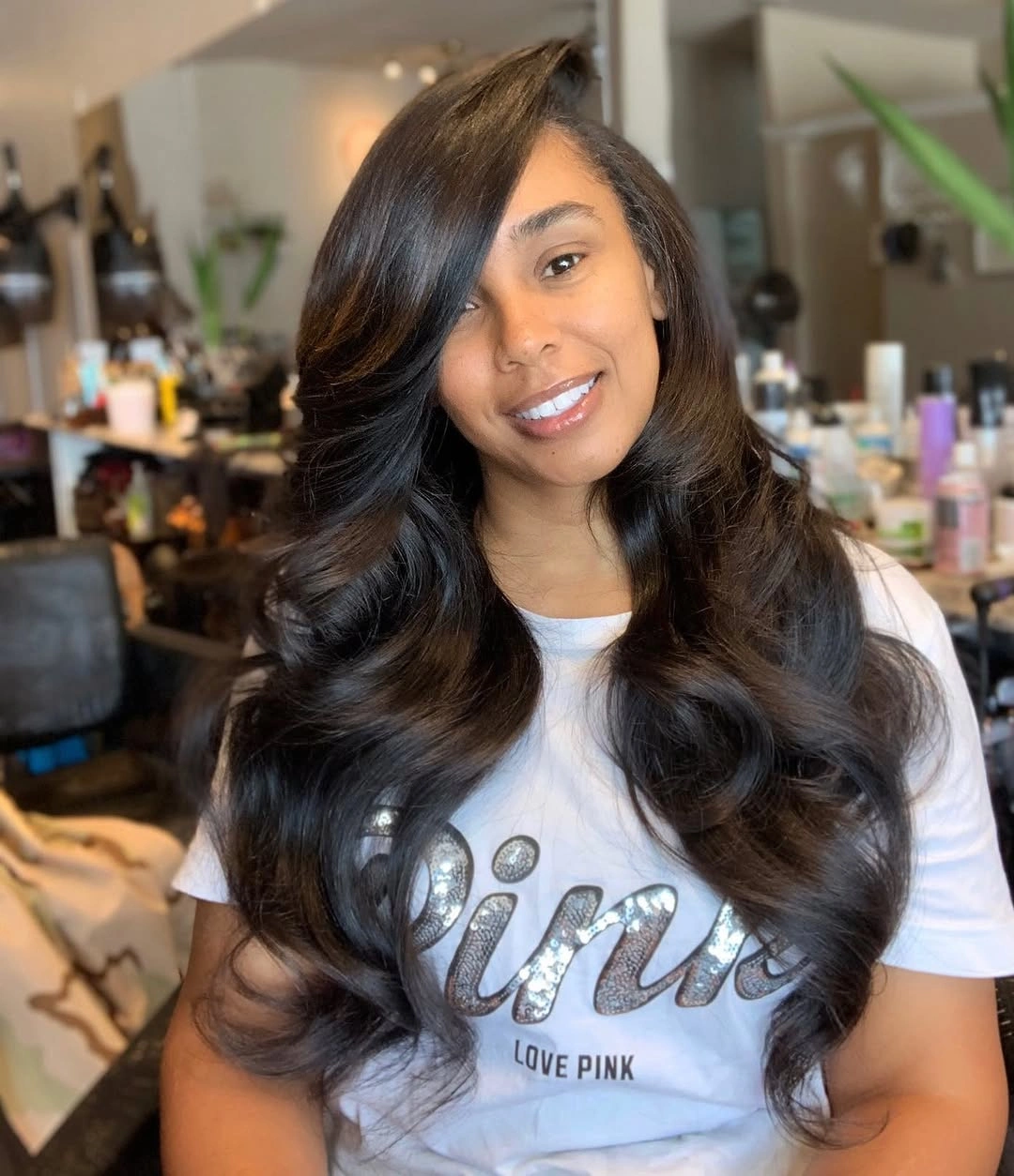body waves hairstyle Classic Side-Swept Body Waves with Salon Bounce