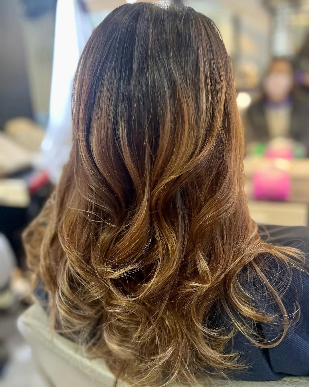 body waves hairstyle Warm Caramel Body Waves with Dimensional Highlights