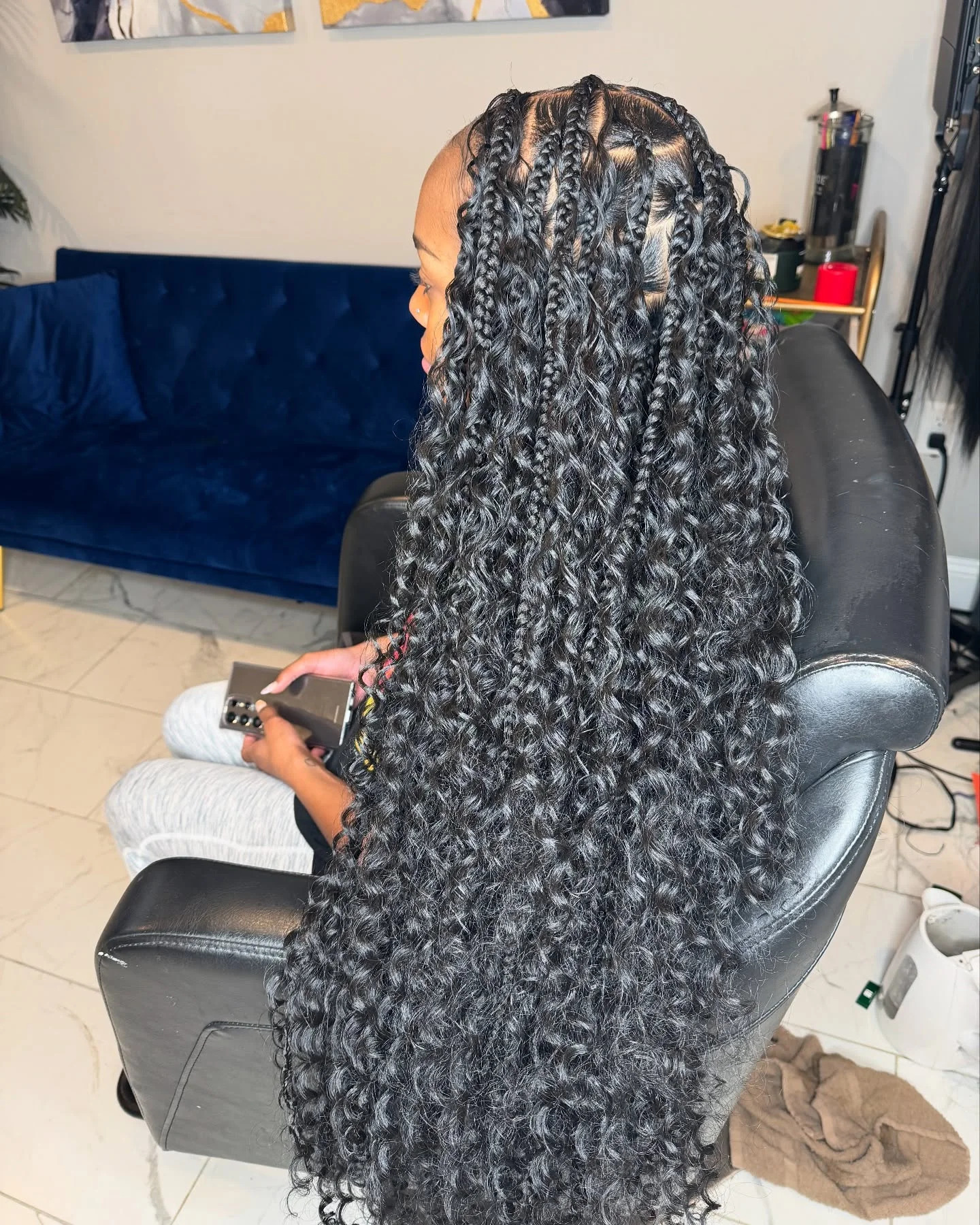 bora bora braids hairstyle Voluminous Jet Black Bora Bora Braids With Full Curly Texture