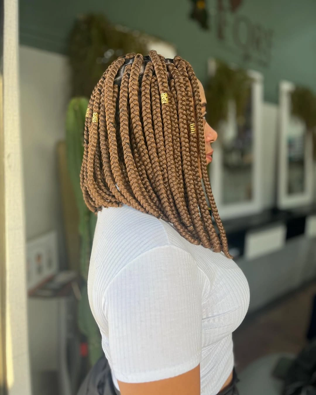 bora bora braids hairstyle Chic Caramel Bob Bora Bora Braids With Gold Cuffs