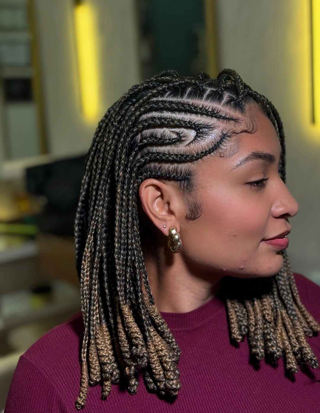bora bora braids hairstyle Creative Fulani Inspired Bob With Sculpted Braided Patterns