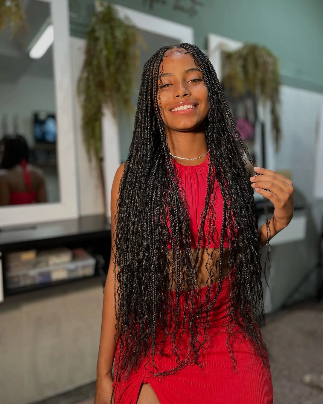 bora bora braids hairstyle Long Bora Bora Braids With Delicate Curly Accents