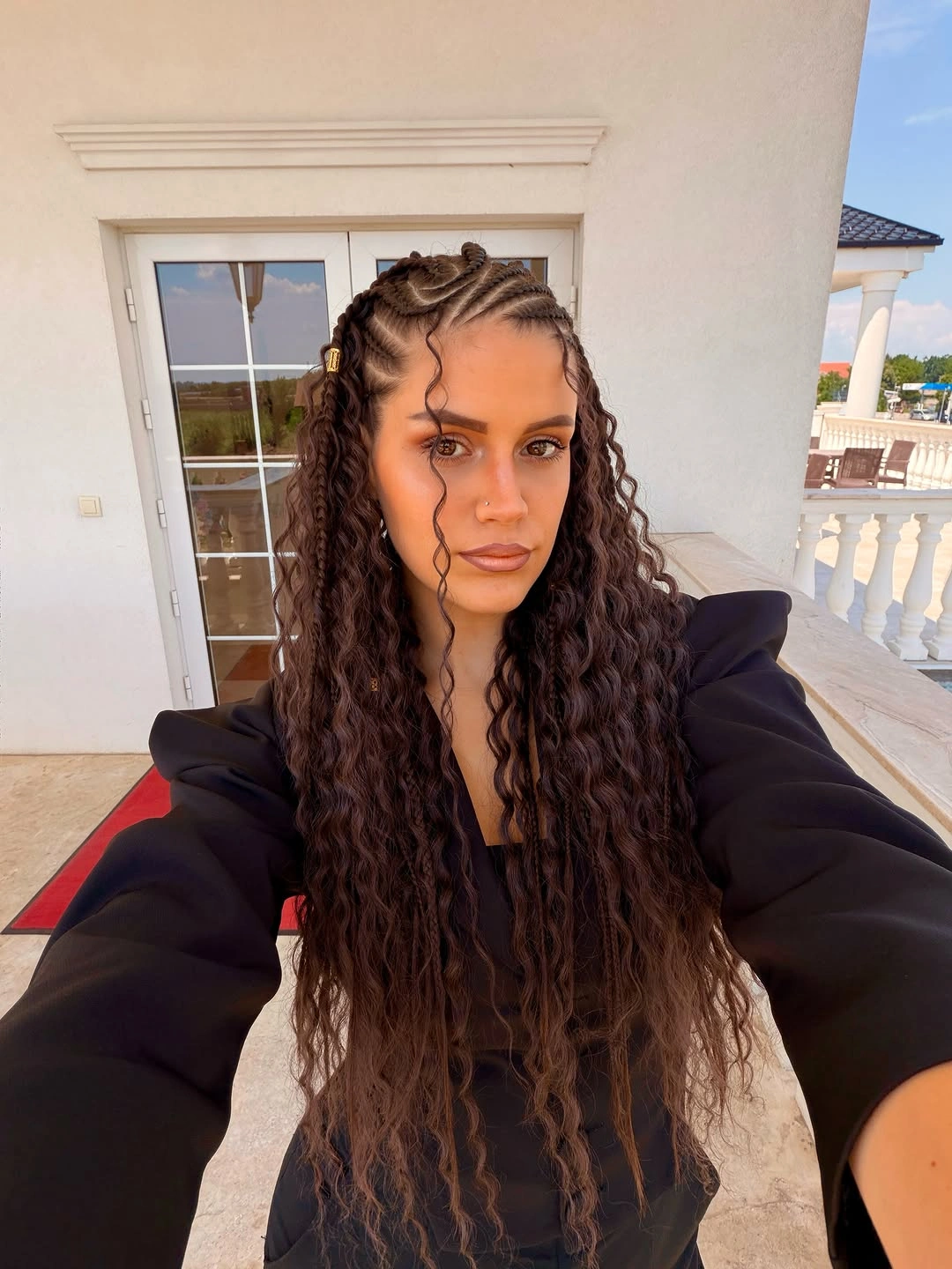 bora bora braids hairstyle Half-Up Fulani Inspired Waves With Romantic Texture