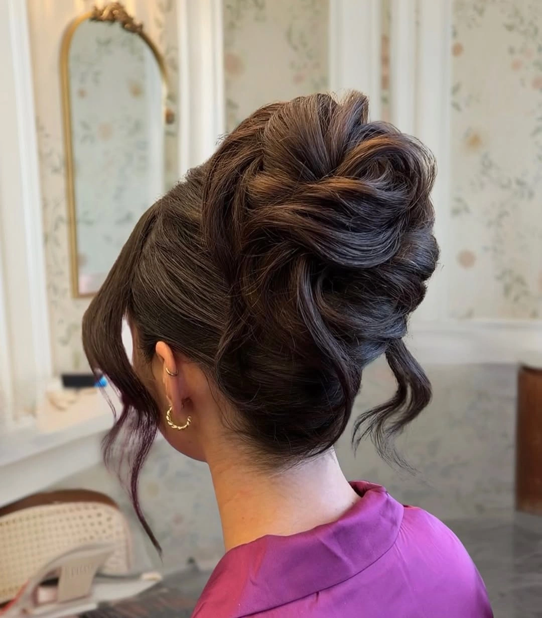 bridesmaid hairstyling Soft Textured Updo with Romantic Face-Framing Pieces